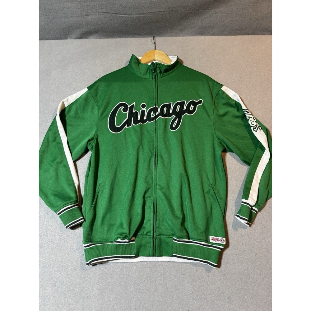 Stitches Athletic Gear MLB Chicago Cubs St Pats Mens Sz M Green Zip Jacket Vtg